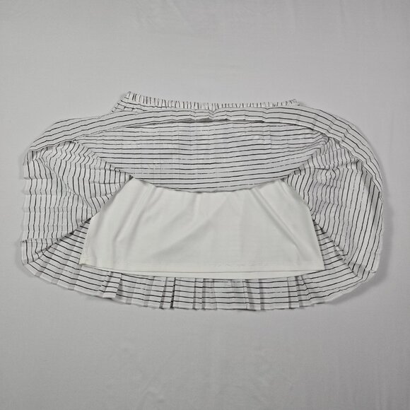 Banana Republic Pleated Mini Skirt White Black Stripe Elastic Waist Size Small - Picture 8 of 8